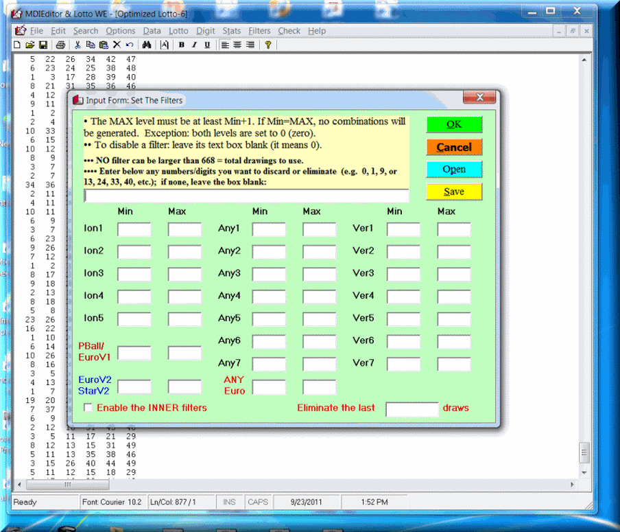 MDIEditor Lotto WE is the most comprehensive software for lottery, horse betting gambling.