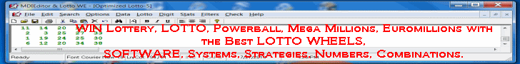 Lottery Software: Jackpot Lotto, Pick Lotteries, Powerball, Mega Millions, Euromillions, Keno.